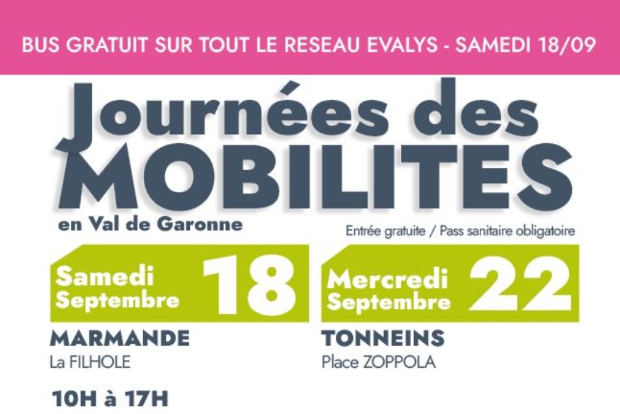 Val de Garonne lance les Journées des Mobilités le 18 septembre à Marmande et le 22 à Tonneins!