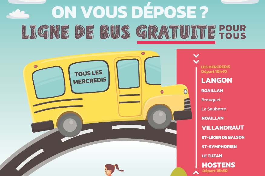 Langon-Hostens en bus, c'est gratuit et c'est possible cet été, du 1er juillet au 31 août!