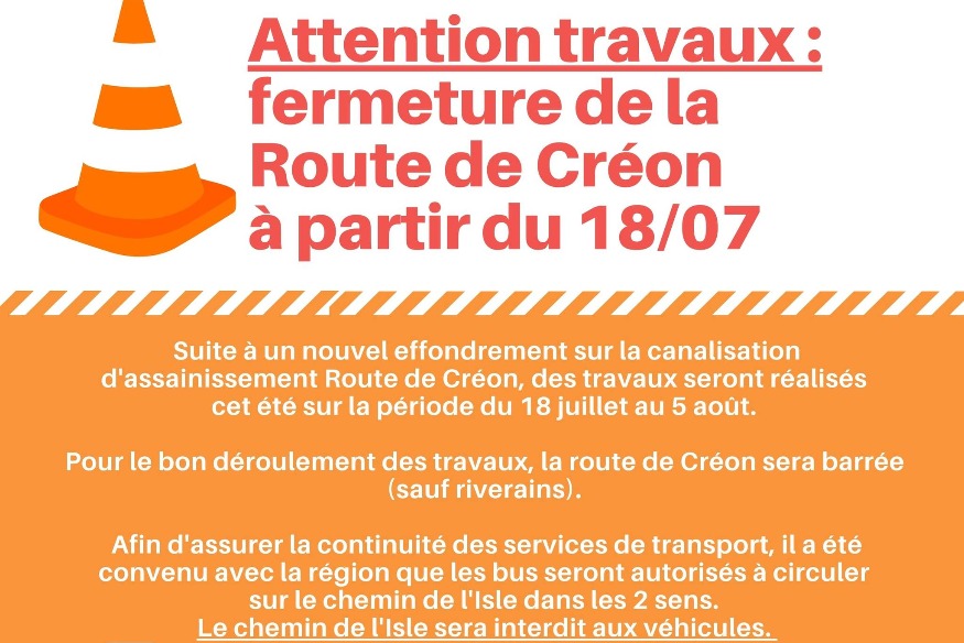 Des travaux à venir route de Créon